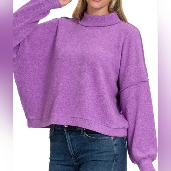 018-1 NEW! BOHO CHIC FABULOUS Brushed Melange Hacci Sweater Top - Picture 2 of 2